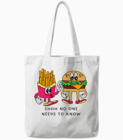 Funny Food Tote Bags - White