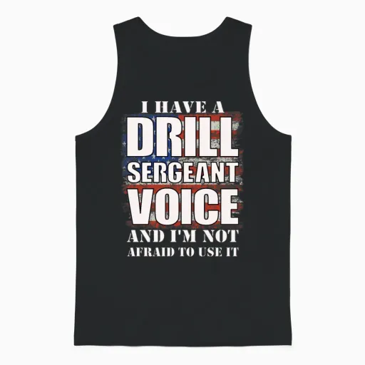 Yell Like a Drill Sergeant Army Meme Unisex Tank Top in Black