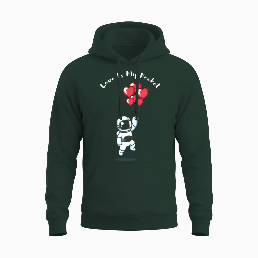 Astronaut Valentine Quote Hearts Day Valentines Unisex Hoodie in Forest