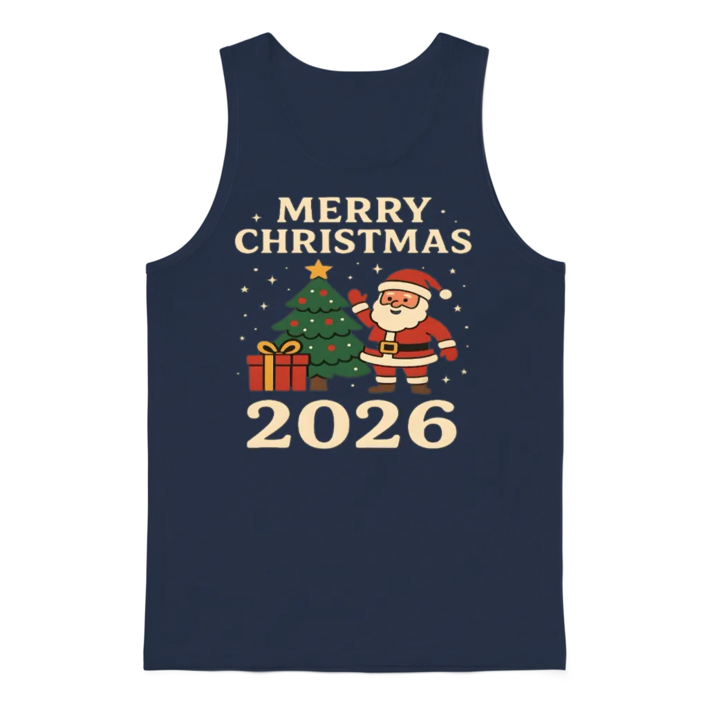 Merry Christmas 2026 Santa & Tree Unisex Tank Top - Navy