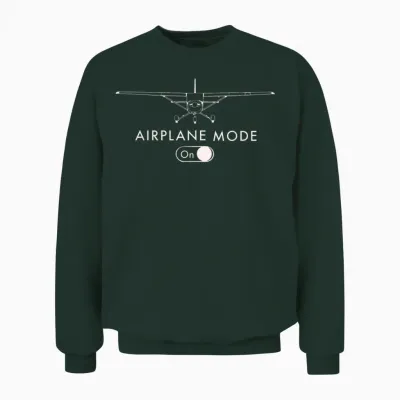 Pilot C172 Flying Gift Airplane Mode Short Sleeve Unisex Sweatshirt - Forest