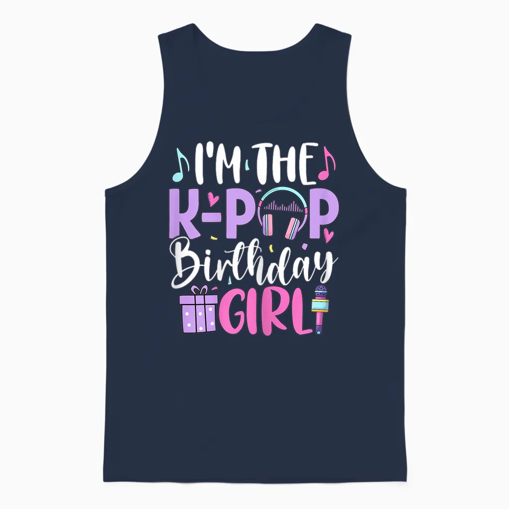I'm the K Pop Birthday Girl Korean Pop Birthday Party Unisex Tank Top in Navy