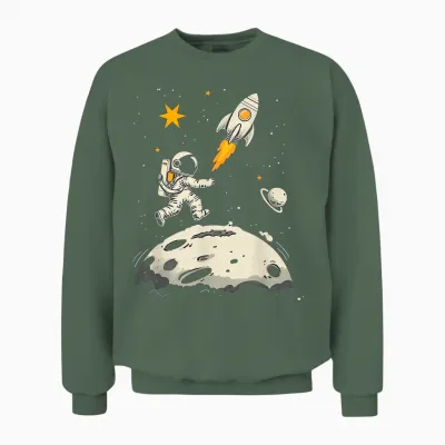 Weltraum Rakete Und Astronaut Raumschiff Kinder Unisex Sweatshirt - Military Green
