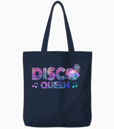 70s Vintage Costume Ladies Girls Disco Queen Tote Bags - Navy