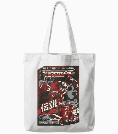 Transformers Optimus Prime Japanese Comic Cover Cybertronian Tote Bags - White
