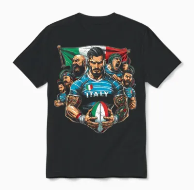 Rugby Sports Azzurri Pride: Vintage Italian Rugby Unisex T-Shirt - Black