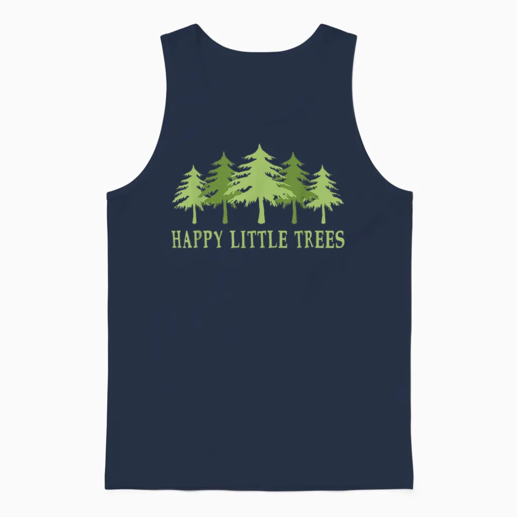 Funny Happy Little Trees T-Shirt Gifts Bob Style Camping Unisex Tank Top in Navy
