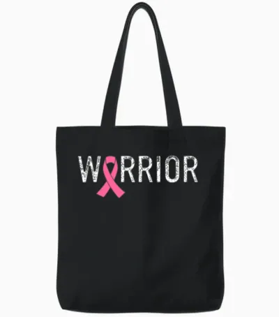 Breast Cancer Warrior, Breast Cancer Tote Bags - Black