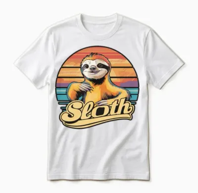 Funny Sloth Retro Vintage Unisex T-Shirt - White