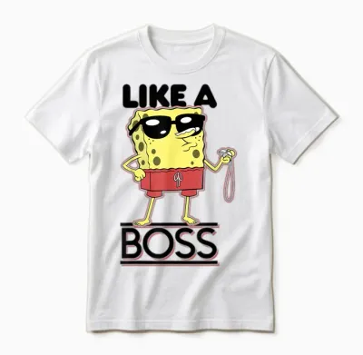 Spongebob Squarepants Lifeguard Like a Boss T-Shirt, Grey Unisex T-Shirt - White