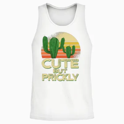 Funny Cactus Unisex Tank Top - White
