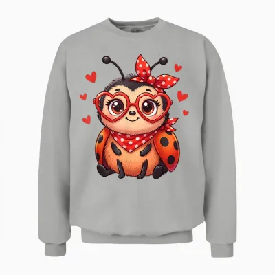 Cute Little Ladybird Hearts for Ladybird Lovers and Couples Unisex Sweatshirt - Ash