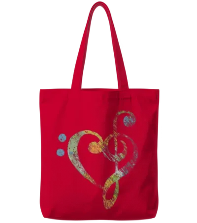 Musical Instrument Musical Note Tote Bags - Red