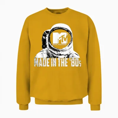 Mademark X Mtv - Mtv Astronaut in Space Made in the 80s Retro Mtv Logo Unisex Sweatshirt - Gold