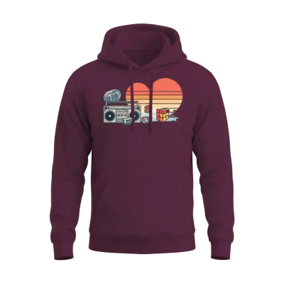 Retro 80s Unisex Hoodie - Maroon