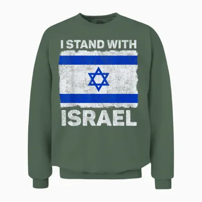 I Stand with Israel Israel Flagge Patriotisches Israel Unisex Sweatshirt - Military Green
