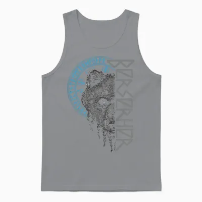 Berserker Bear Warrior Odin Runes Nordic Compass Viking T-Shirt, Black Unisex Tank Top - Sport Grey