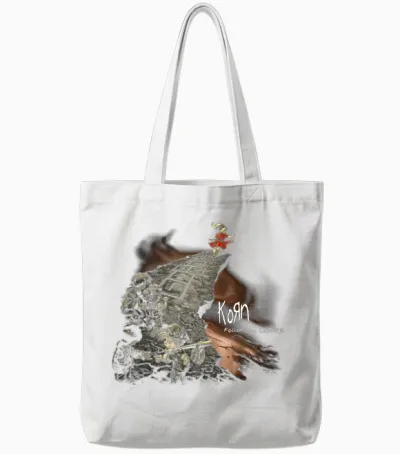 Korn Follow Cliff T-Shirt, Black, S Tote Bags - White