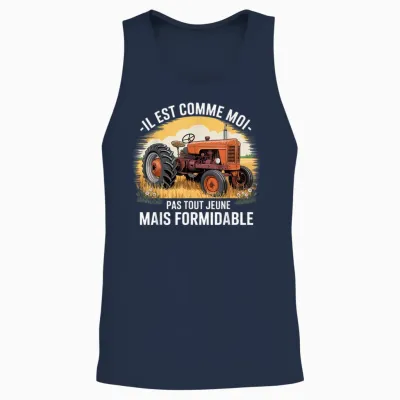 Old Tractor Not All Young but Great Gift Men Unisex Tank Top - Navy