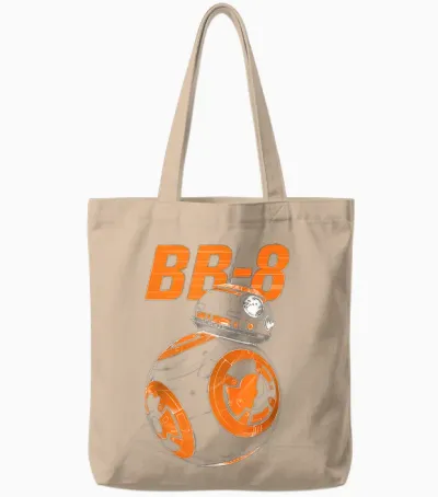 Star Wars Bb-8 Portrait Logo T-Shirt, White, S Tote Bags - Natural