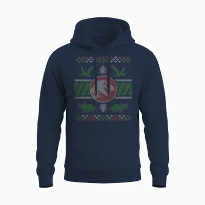 Jurassic World Christmas Design with T-Rex Unisex Hoodie - Navy