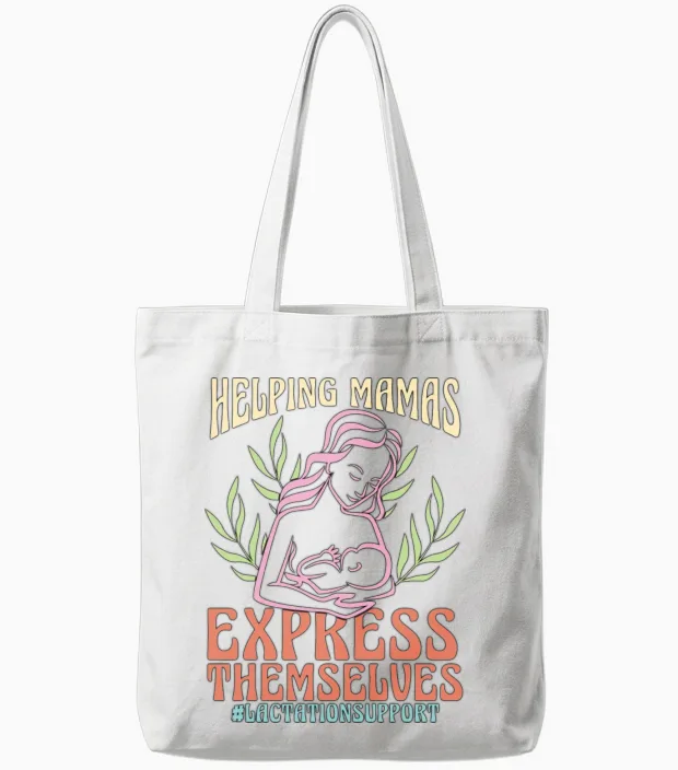 Lactation Consultant Helping Mamas Express Nursing Tote Bags in White