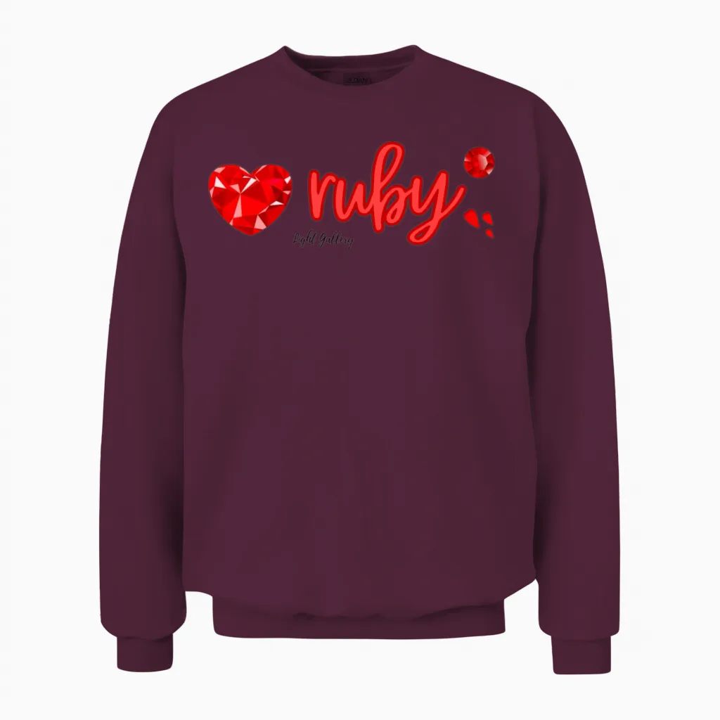 Ruby Gemstone Jewel Unisex Sweatshirt in Maroon