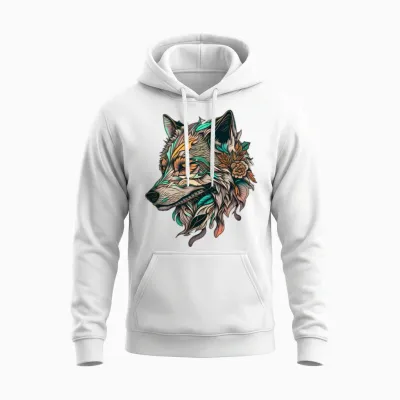 Wolf Skull Unisex Hoodie - White