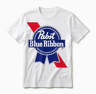 Pabst Crest and Ribbon Licensed Logo Unisex T-Shirt - White