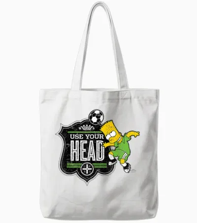 The Simpsons Soccer Bart Simpson Use Your Head Tote Bags - White