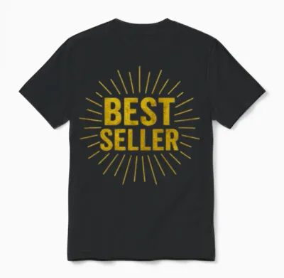 Gold Bestseller Burst Typography Unisex T-Shirt - Black