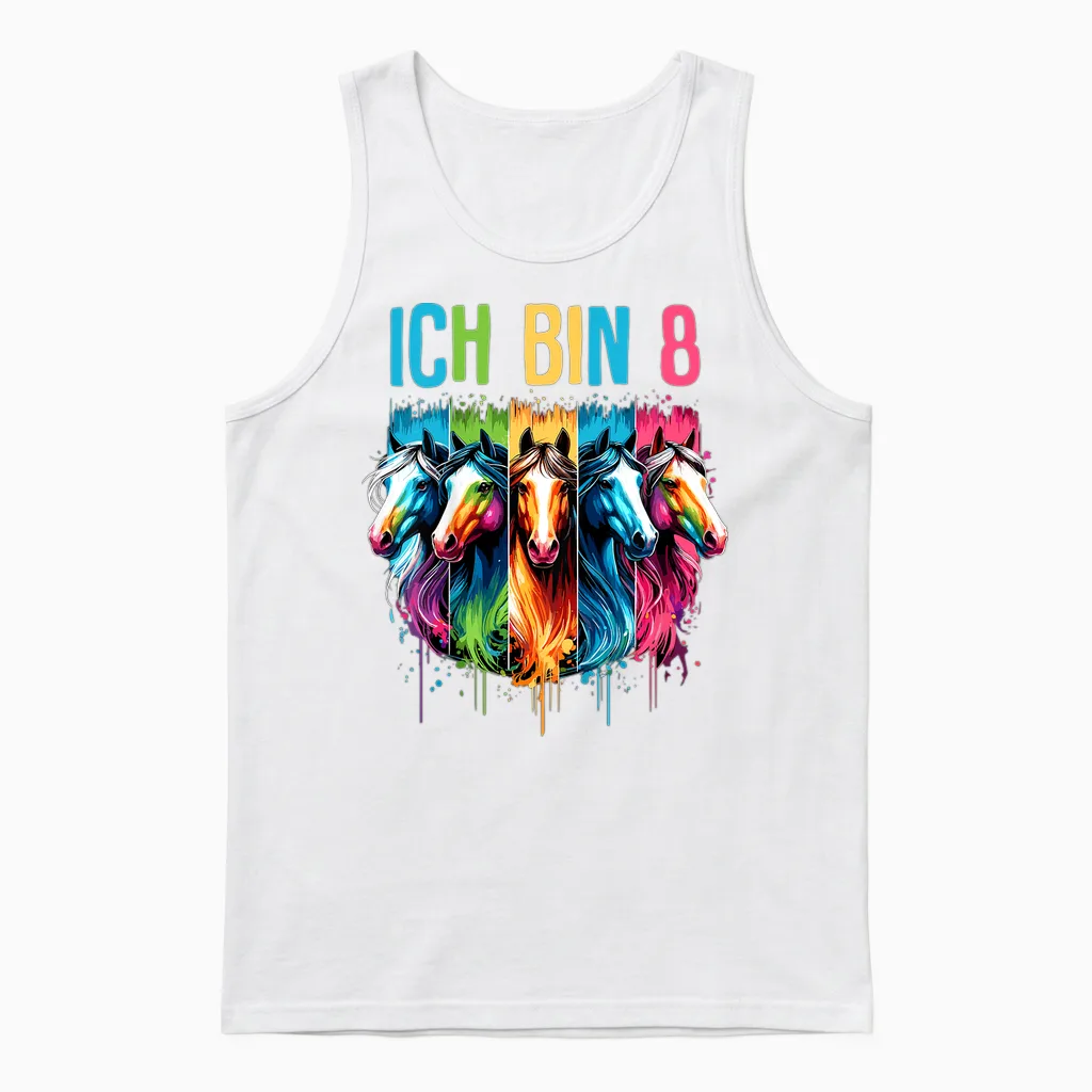 Ich Bin 8 Geburtstag Pferde Mädchen Pferd 8 Jahre Unisex Tank Top in White
