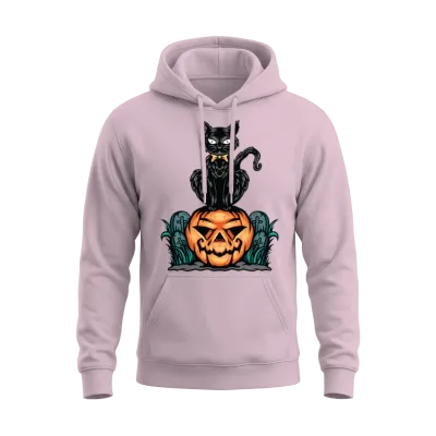 Funny Cat Halloween Unisex Hoodie - Light Pink