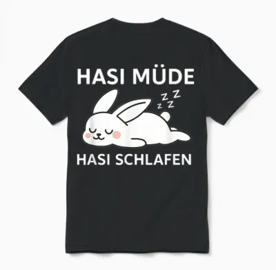 Hasi Tired Hasi Sleep Funny Sleepy Rabbit Unisex T-Shirt - Black