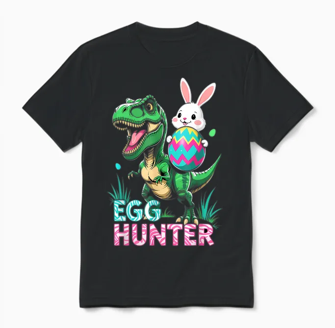 Cooler Oster Hase Mit T-Rex Dino Ostern Jungs Kinder Unisex T-Shirt in Black