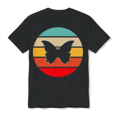 Butterfly Retro Unisex T-Shirt - Black