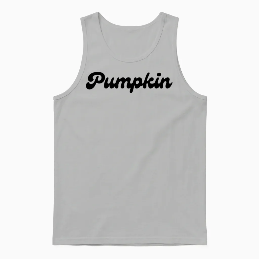 Pumpkin Retro Style Letters - Halloween Unisex Tank Top in Ash