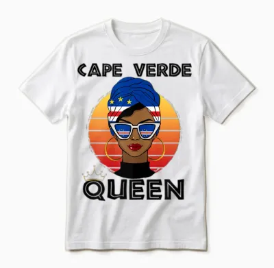 Cabo Verdian Queen African Queen Cabo Verde Flag Cabo Verde T-Shirt, White, Female X-Small Unisex T-Shirt - White