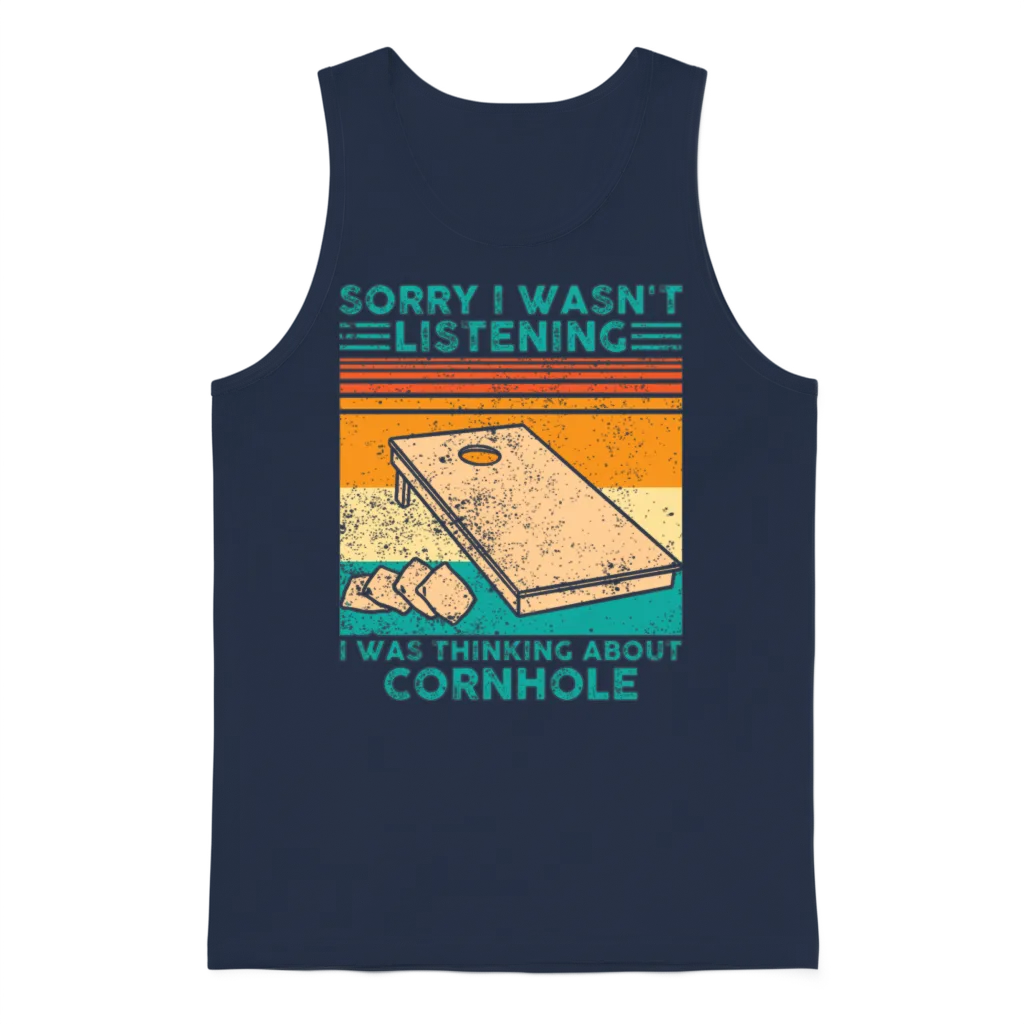 Funny Cornhole Unisex Tank Top - Navy