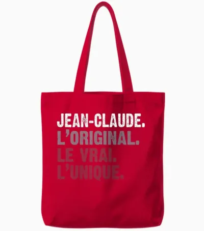 Man Humour Gift Idea Personalised Name Jean-Claude T-Shirt, Black, S Tote Bags - Red