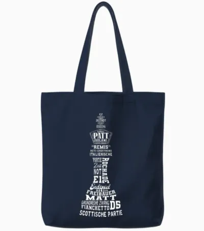 Chess King Chess Player Men's Children's Boys' T-Shirt, Black Tote Bags - Navy