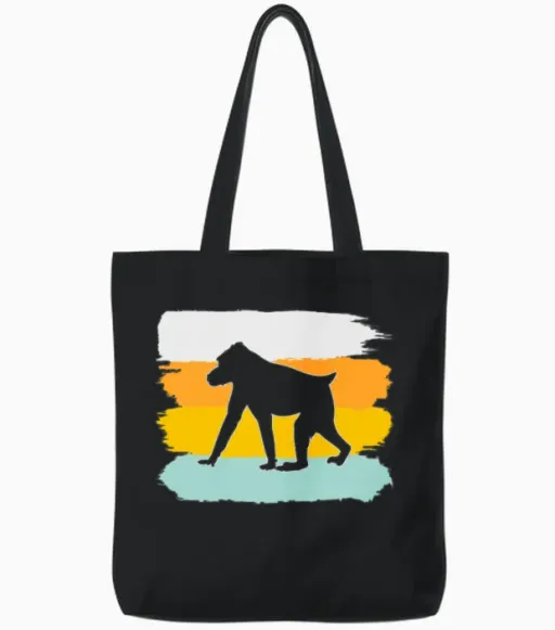 Monkey Retro Tote Bags in Black