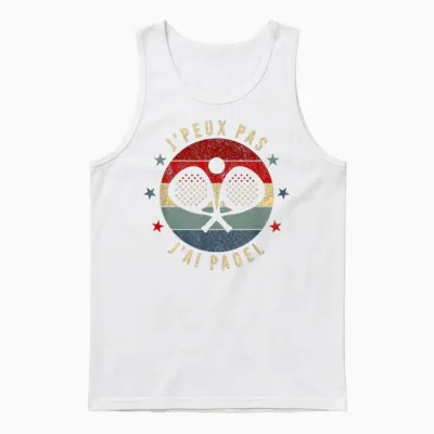 J'peux Pas J'ai Padel | Padel Racquet Padeliste T-Shirt, Black Unisex Tank Top - White