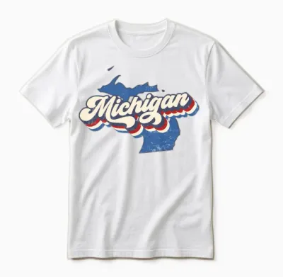 Groovy Retro Michigan Unisex T-Shirt - White