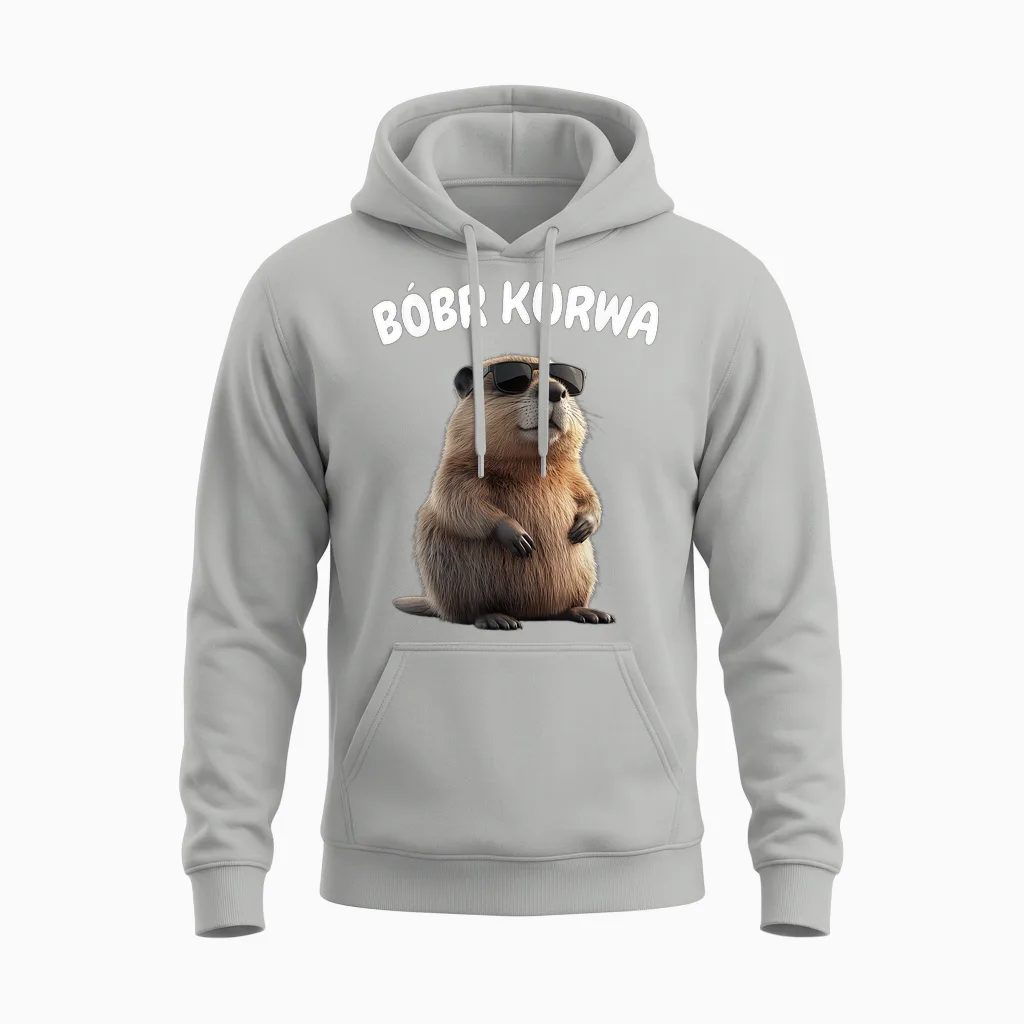 Polnischer Biber Spruch "bober Kurwa" Ja Pierdole Bobr Unisex Hoodie in Ash