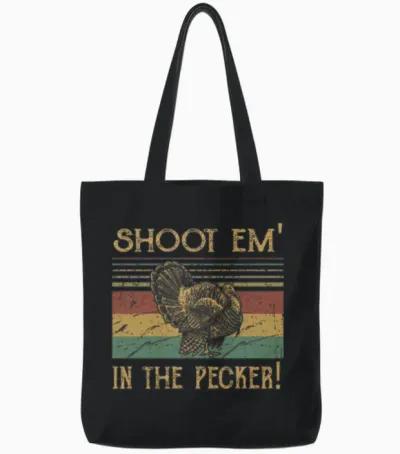 Funny Turkey Hunting Tote Bags - Black