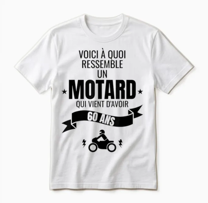 Idée Cadeau Pour Un Motard Humour Homme Original 60 Ans Unisex T-Shirt in White