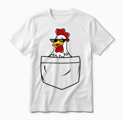Coole Huhn Henne Hahn in Tasche Mit Meme Sonnenbrille Unisex T-Shirt - White