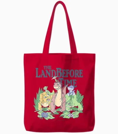 Land Before Time Pastel Dinosaur Friends T-Shirt, White, S Tote Bags - Red