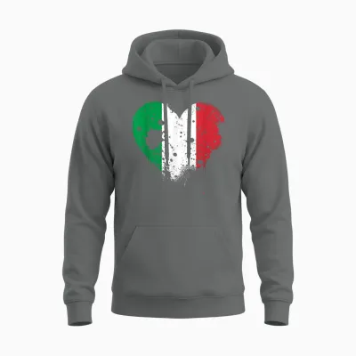 Italian Flag with Heart Shaped Roots Unisex Hoodie - Graphite Heather